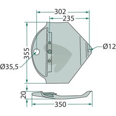 Høyre slepesko VNB1650286, robust del for styrke ved arbeidet.