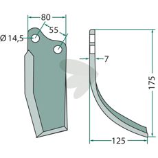 Jordfreskniv Agromec c-c 55mm med hull 14,5mm for effektiv jordbearbeiding.