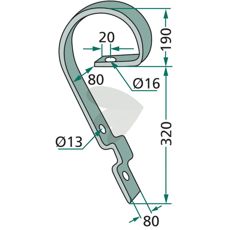 CB 80x320mm slepebalkstift med hull 13/16mm, robust og pålitelig.