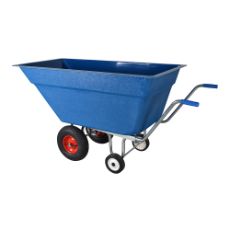 Strøvogn med 255L kapasitet, utstyrt med dobbelmontering for stabilitet.