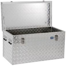 Sterk aluminiumsboks for transport med 250 liters kapasitet.