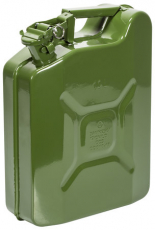 Grønn jeepkanne på 10L, perfekt for transport av væsker på eventyr.