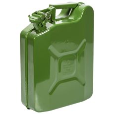 Grønn jeepkanne på 10L, perfekt for transport av væsker på eventyr.