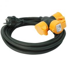 5m skjøtekabel i gummi, 3-delt og designet for 230V tilkobling.