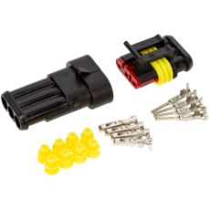 3-polig Superseal kontaktsett 12/24V, beskyttet mot vær og rusk.