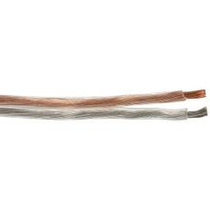 Høyttalerkabel 4m i transparent design, optimalt for lydoverføring.