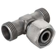 Justerbar T-Kopling 15Mm, optimal for industrielle hydraulikksystemer.
