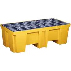 Oppsamlingskar i plast for 2 fat, 260L kapasitet, ideell for sikker lagring.