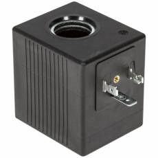 24V solenoid med 3/8" tilkobling, anvendelig i ulike maskiner.