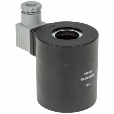 24V solenoid med 1/2" tilkobling, perfekt for maskinapplikasjoner.