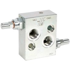 Dobbelt overtrykkventil for effektiv trykkregulering i traktorer og landbruksmaskiner.