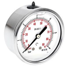 Manometer 6Bar 63mm for bakre montering med 1/4 Bsp tilkobling.