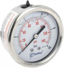 Manometer 10Bar, 63mm, bakre montering, ideell for nøyaktig trykkovervåkning.