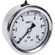Manometer 10Bar, 63mm, bakre montering, ideell for nøyaktig trykkovervåkning.
