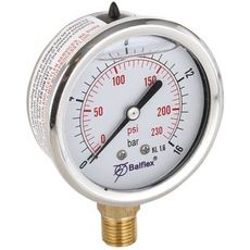 Manometer 16Bar, 63mm, bunnmontering, ideell for trykktester.