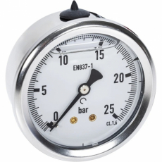 Manometer 25Bar, 63mm, bakre montering, perfekt for middels trykkmåling.