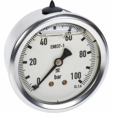 Manometer med bakre montering, 100 Bar, for pålitelig trykkovervåking.