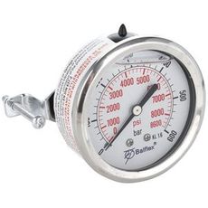 Manometer 600Bar 63mm for bakre montering med 1/4 BSP-tilkobling.