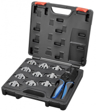 Sett med kabelkrympeverktøy, 11 deler, for profesjonell bruk.