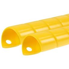 To gule beskyttelsesspiraler 25 mm, 1 meter lange, ideelle for beskyttelse av ledninger.
