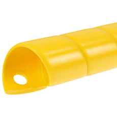 Gul beskyttelsesspiral 110 mm, 1 meter lang, for effektiv beskyttelse av kabler og rør.