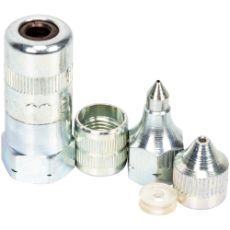 Sett med adapter og munnstykker for fettpresse, for optimal smøring av maskiner.