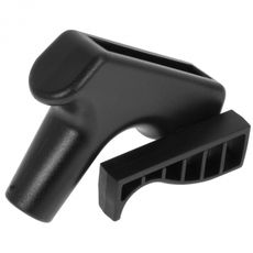 Svart L-håndtak, funksjonelt og holdbart for å lette grep og kontroll.