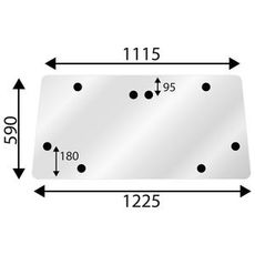 Bakrute for MF 300 serier, høykvalitets glass for sikker og pålitelig bruk på arbeidsplassen.