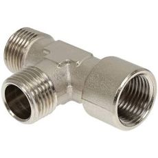 T-Kobling 1/2 Utv-Innv-Utv av messing, ideell for rørkoblinger.