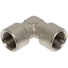 Innvendig vinkelforbindelse 1/8 90° i messing, ideell for små rørsystemer.