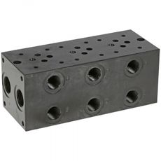 Baseplate CETOP 3/NK6 3-seksjoner 3/8" for effektiv hydraulikkontroll.