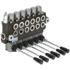 Retningsventil 3/8" med 6 spoler, maks 40 l/min, perfekt for traktorer og maskiner.
