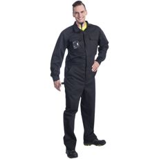 Terbium svart overall, perfekt for tøffe arbeidsmiljøer, komfort og stil i ett produkt.