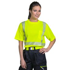 Gul teknisk t-skjorte Kl2 EN20471 av høy kvalitet, perfekt for synlighet.