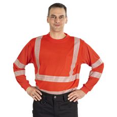 Rød langermet varselsskjorte Titan Kl2 for sikkerhet og synlighet.