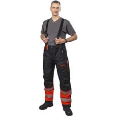 Røde og svarte vinterbukser som tilbyr både stil og varme.