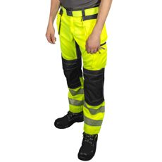 Triton bukser i gul og svart, stretch med spikerlommer.