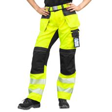 Gule stretch-bukser Despina for damer, med spikerlommer for stil og funksjon.