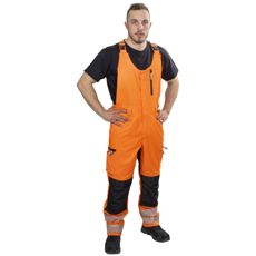 Oransje/svart varsel selebusker Russel for høy synlighet og sikkerhet.