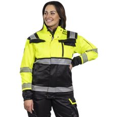 Graniitti Kl2 varseljakke i gul/svart, oppfyller EN20471 for høy synlighet og sikkerhet.