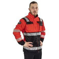 Varseljakke Graniitti Kl2 i rød og svart farge, sikkerhetsjakke for arbeid.