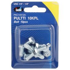 Galvaniserte bolter Unc 1/4 X 1/2" i 10-pack, perfekte for reparasjoner og konstruksjon.