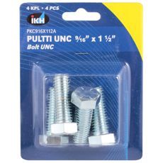 Bolt Unc 9/16X1 1/2" galvanisert, 4-pack, bra for bygningshåndverk.