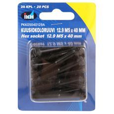 M5X40 unbrakoskruer, 20 stykker, med 12.9 hardhet og Din912.