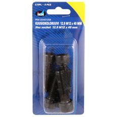 Innvendig sekskantskrue M12x40 12.9, 5 stykker i pakning, ideell for mindre prosjekter og reparasjoner.