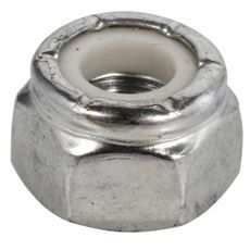 Sett med 4 stk låsemuttere Unc Nyloc 5/8" i forzinket finish for sikker fastgjøring.