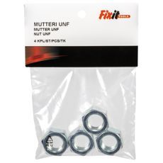 Sett inneholdende 4 stk galvaniserte låsemuttere Unf 5/8" for sikker montering.