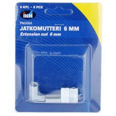 M6 forlengelsesmutter, 5-pakning, perfekt for DIY-prosjekter.