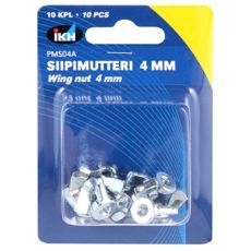 Sett med 10 vingemutter M4, perfekt for ulike monteringsbehov.