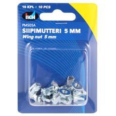 Vingemutter M5, 10 stykker, ideelle for bygg og reparasjon.